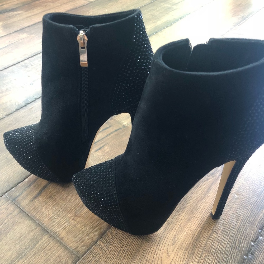 Bebe Rhinestone Heel Booties
